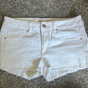 American Eagle Outfitters White Jean Shorts Distressed Hem